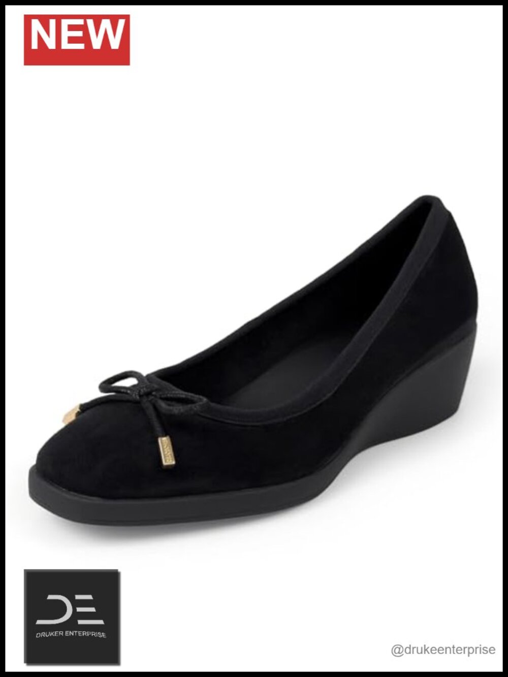 Wedge Heel Pumps Faux Suede Almond Toe Slip Resistant Ortholite